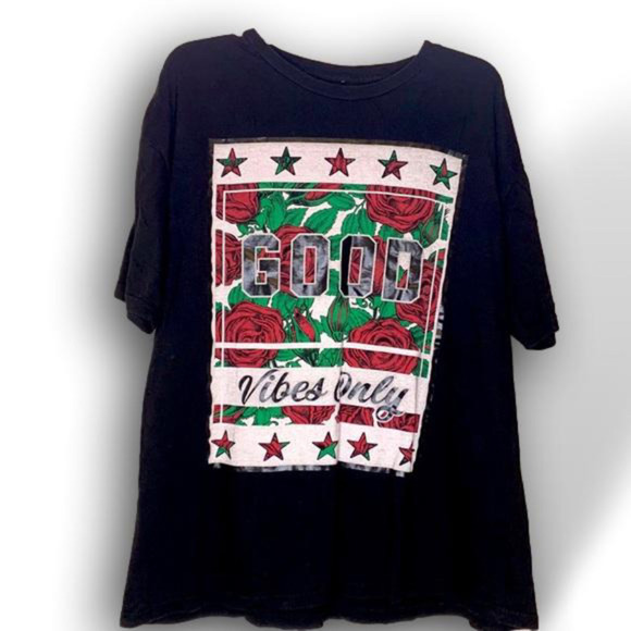 EIGHTY Eight women’s good vibes only red roses t-shirt size XL - Picture 1 of 4